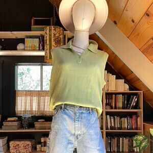 Green Sleeveless Polo Knit Vintage